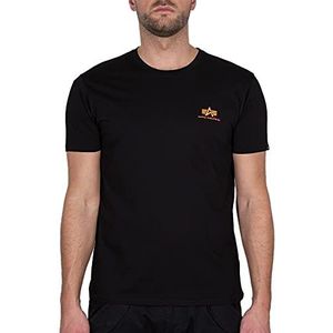Alpha Industries Basic T T-Shirt met Kleine logo voor mannen Black/Neon Orange