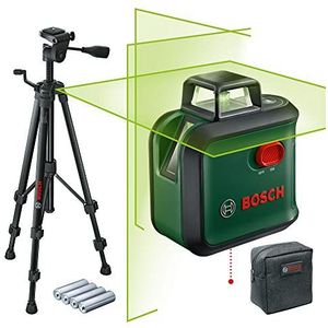 Bosch kruislijnlaser AdvancedLevel 360 set (horizontale 360°-laserlijn, twee verticale lijnen en loodpunt onder, groene laser, 4x AA-batterij, met statief, in doos)