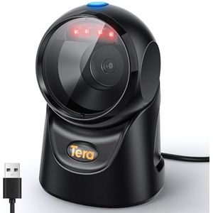Tera Barcodescanner platform omnidirectioneel: 1D 2D QR code desktoplezer handsfree USB kabel verstelbare hoek, plug-and-play voor POS supermarkt magazijn detailhandel ziekenhuis 9700