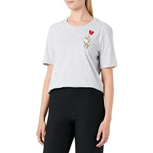 Love Moschino Dames Regular Fit Korte Mouwen met Hart Olografische Print T-shirt, Melange Light Grijs, 46