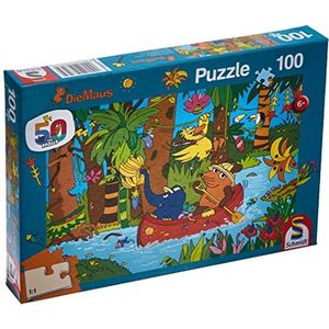 Schmidt Spiele Puzzel 56313 Die Muis, In de jungle, 100 stukjes Kinderpuzzel, kleurrijk