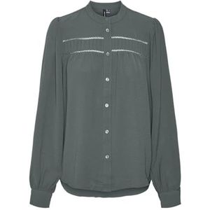 VMEMMA LS LACE Shirt WVN GA NOOS, Balsemgroen, L