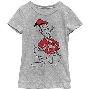 Disney Characters Donald Holiday Fill Girl's Crew Tee, Athletic Heather, X-Small, Athletic Heather, XS