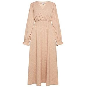 LEOMIA Dames maxi-jurk met allover-print 10526504-LE02, bruin beige, M, bruin/beige, M