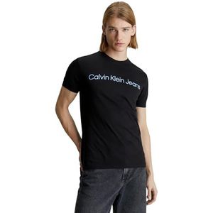 Calvin Klein Jeans Heren T-shirt met korte mouwen Institutioneel Logo Slim Fit, zwart., XL