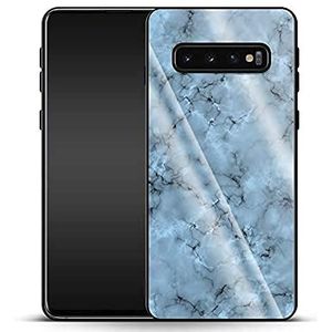 caseable Samsung Galaxy S10 luxe glazen telefoonhoes - schokdempend & krasbestendig oppervlak - kleurrijk design - Blue Marble - marmer - marmer