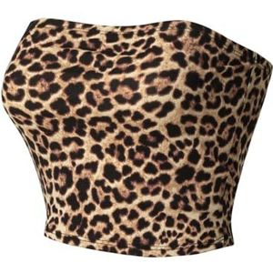 MixMatchy Casual strapless basic sexy tube-top voor dames, C Animal Bruin, M