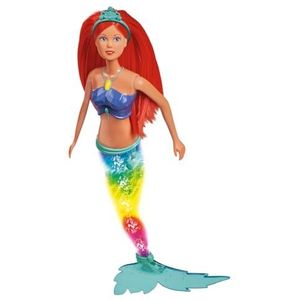 Simba 105733656 - Steffi LOVE-pop Sparkle Mermaid (39 cm) - sprankelende zeemeermin met heldere regenboogkleurverandering, geschikt voor water voor kinderen vanaf 3 jaar, veelkleurig