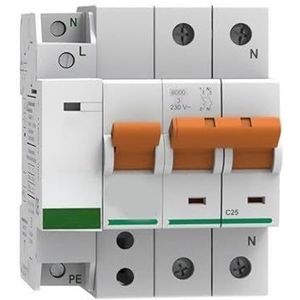 Overspanningsbeveiliging 40 A, 10 kA, voldoet aan de norm EN-50550 en Transit 5-15KA bij 275 V. Voorkomt elektrische schade en beschermt je apparaten.