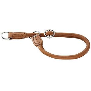 HUNTER Round & Soft ELK dressuurhalsband, hondenhalsband, leer, zacht, rond, ontziet de vacht, 50 (M-L), cognac