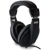 Metronic 480143 Hoofdtelefoon, bekabeld, zwart, licht en verstelbaar, stereo, 6 m kabel, 3,5 mm jackstekker + 6,35 mm adapter