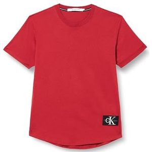 Calvin Klein Jeans Mannen T-shirt met korte mouwen Badge Turn Up Crew Neck, Granaat, XXS