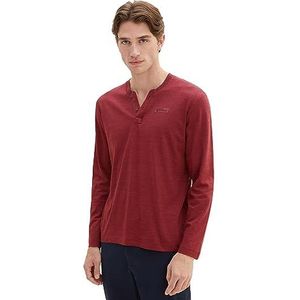 TOM TAILOR T-shirt met lange mouwen voor heren, 32449 - Bordeaux Red Stripy Inject, XXL