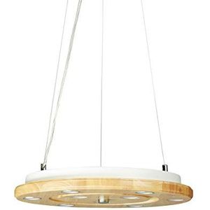 Relaxdays, natuur/wit led-plafondlamp, 9-lamps, rond, verstelbaar, 3 metalen bevestigingskabels 40 cm Ø, 100 cm lang, standaard