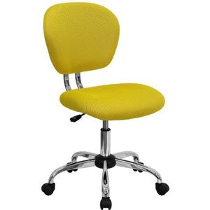 Flash Furniture bureaustoel met armleuningen en voet van netstof. Zonder armen Mid-Back geel