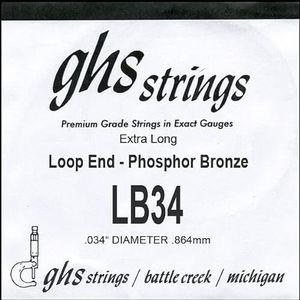GHS™ Strings »PHOSPHOR BRONS SINGLE STRING - 034 WOUND - LOOP END - BANJO« enkele snaar voor banjo - fosfor brons - Loop End - dikte: 034