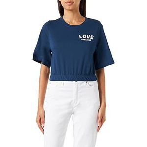 Love Moschino Dames Cropped Top T-shirt, Blauw, 38, blauw, 38