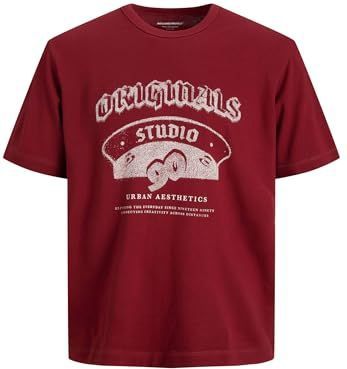 JACK & JONES Jormeadows Graphic Tee Ss Crew Neck, Tibetaans rood., L