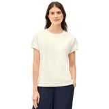 T-shirt - Vanilla White - Fijn Mesh Inzet - Staande Kraag - Ronde Hals