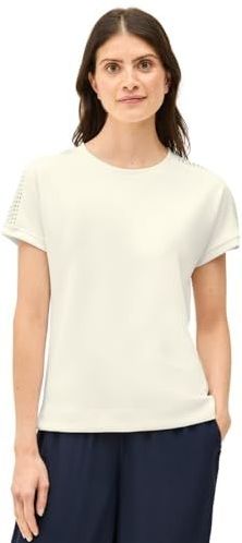 T-shirt - Vanilla White - Fijn Mesh Inzet - Staande Kraag - Ronde Hals