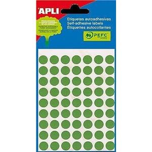 APLI 2058 - Groene etiketten voor mini-zakjes Ø 13,0 mm 5 vellen