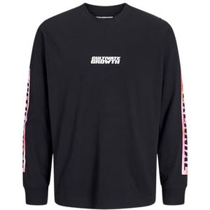 Jack & Jones Jcointerlude Floral Tee Ls Crew Neck, zwart, L