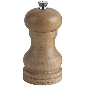 Cole & Mason HA0424P Beech Capstan Pepermolen, Licht Hout, Precision+/Instelbare Maling, Natuurlijk Beukenhout, 120mm, Inclusief 1 x Molen, Levenslange Garantie op Mechanisme