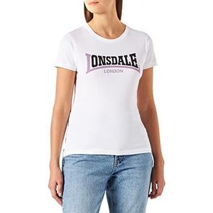 Lonsdale Women's ACHNAVAST T-shirt, wit/zwart/paars, XS