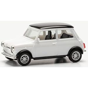 herpa 421058 Mini Cooper klassiek, wit/dak zwart model auto miniatuurmodellen klein model verzamelbaar stuk detailgetrouw