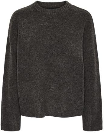 Pcana Ls O-Neck Knit Pwp Bc, dark grey melange, M