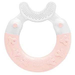 MAM Bite & Brush bijtring, babybijthulp kalmeert het tandvlees, ondersteunt de tandverzorging met extra zachte borstelharen, vanaf 3 maanden, roze