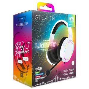 STEALTH PANTHER RGB LED Gaming Headset - Wit, Compatibel met PS4/PS5, XBOX, Switch, PC met flexibele microfoon, 3,5 mm jack, 1,5 m kabel, lichtgewicht, comfortabel en duurzaam