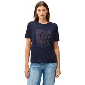 Cecil - T-shirt - Urban Navy Blue - Met Siersteentjes