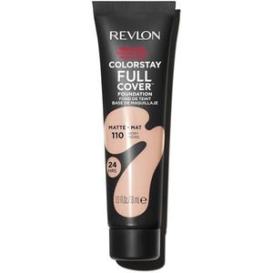 Revlon ColorStay Full Cover Longwear Matte Foundation, hitte- en zweetbestendig, lichte gezichtsmake-up, kleur ivoor (110), 30 ml