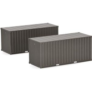 herpa Accessoires 2 x 20 ft container leger, grijs-bruin (onbedrukt) in schaal 1:87, modelbouw, miniatuur, kunststof