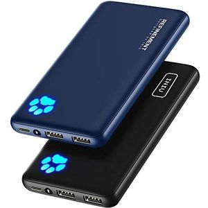 INIU Power Bank, 2 stuks, 10.000 mAh Slim & Light USB C mobiele telefoonaccu's (in en uit), powerbank, 3A externe accu, klein maar sterk, compatibel met iPhone 15, 14, 13, 12, 11 X Pro Max, Samsung,