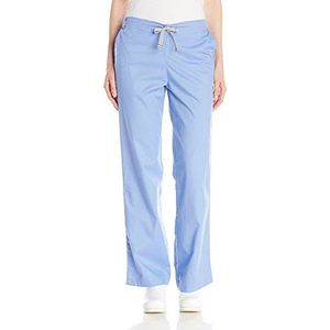 WonderWink Women's Wonderwork Flare Leg Scrub Pant, Ceil Blue, Large/Petite