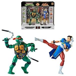 Bandai - Officiële actiefiguren 15 cm Teenage Mutant Ninja Turtles x Street Fighter - Mike vs Chun Li - P81252
