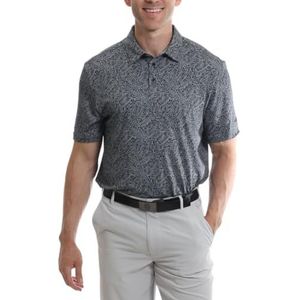 Under Par Heren vochtafvoerend sneldrogend stretch golfpoloshirt met korte mouwen all-over varenprint, grijs, L, 2386 - Grijs, L