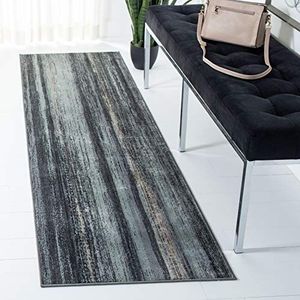Safavieh Sierra Vintage geïnspireerd tapijt, geweven zachte viscose Runner tapijt in houtskool/multi, 67 X 240 cm