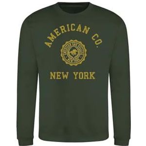 AMERICAN COLLEGE USA Sweatshirt Sweatshirt Print Warme Kleding Uniseks Mannen en Vrouwen Casual Model ACSCRW4 Donkergroen XL, Groen, XL