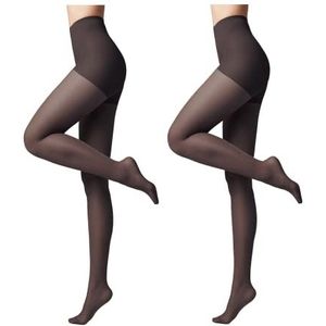 Conte elegant 2-pack modellerende panty's voor dames - stimuleert de bloedsomloop, vormgevende panty's dunne damespanty's - ACTIVE 20 bruine kleur maat 18 Zwart Maat 4
