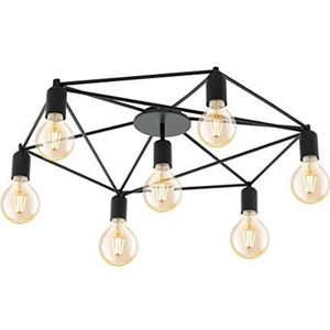 EGLO Staiti-plafondlamp, moderne plafondlamp met 7 lichtpunten, minimalistisch, woonkamerlamp van metaal, slaapkamerlamp in het zwart, plafondlamp voo