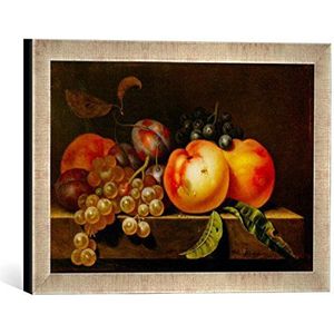 Fotolijst van 17e eeuw ""Pêches, prunes et raisins"", kunstdruk in hoogwaardige handgemaakte fotolijst, 40x30 cm, zilver raya