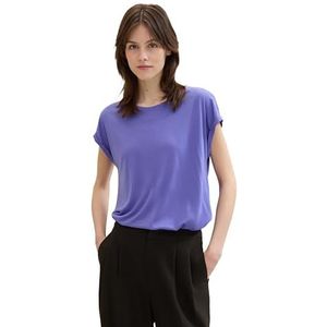 TOM TAILOR Denim Basic T-shirt van viscose voor dames met losse pasvorm, 35362 - Vibrant Purple, XS