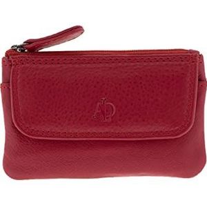 ADAPELL® Portemonnee, uniseks, rundleer, portemonnee, echt leer, portemonnee, kaarthouder, sleutelhanger, ruimte voor maximaal 14 kaarten, Rood, Eén maat, Casual