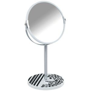 Wenko 17924100 staande cosmetica-spiegel Ornamento Nero, inklapbaar, 100% en 300%, chroom, Ø 17 cm spiegel
