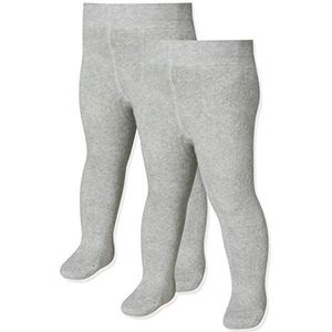 Playshoes Uniseks thermische panty voor kinderen, effen, dubbelpak (verpakking van 2), Grijs/Gemeleerd Dubbel Pack, 86-92