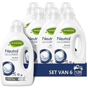 Neutral Zwart Vloeibaar Wasmiddel, parfumvrij en hypoallergeen - 6 x 20 wasbeurten - Voordeelverpakking