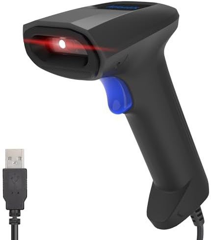 Atlantis A08-LD190-2D barcodelezer, barcodelezer, scanner, 1D en 2D optisch (640 x 480), 60 fps, leest van smartphone en display, farmaceutische code, USB-aansluiting, snelstartgids